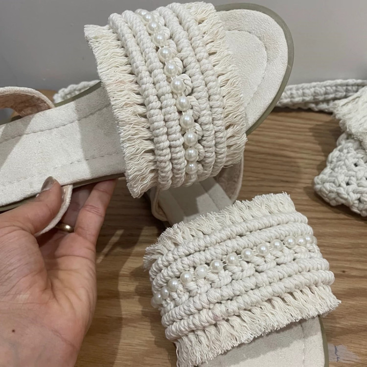 ست کیف و صندل مکرومه شیری