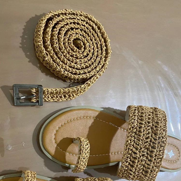کیف رافیا بافی شده ترکیب با چرم
